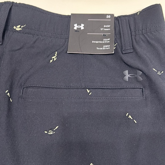 UNDER Armour Printed Golf Shorts Bird Court Black Walking 36 - Picture 6 of 7